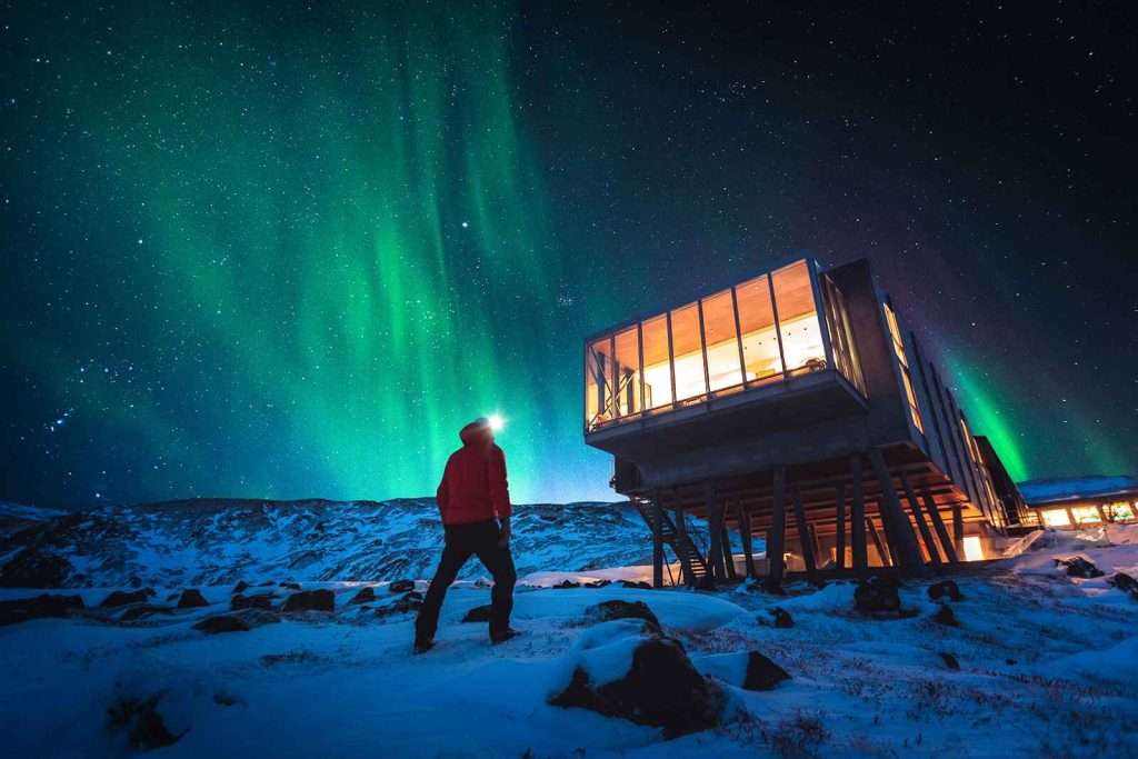 Private northern lights - photographer outside of Reykjavik for aurora