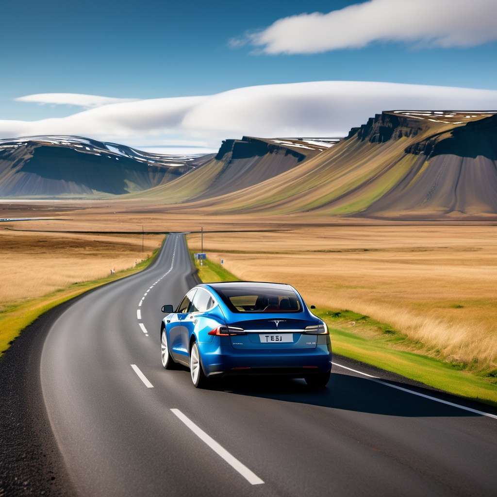 Mountains - summer - tesla - ai produced photo