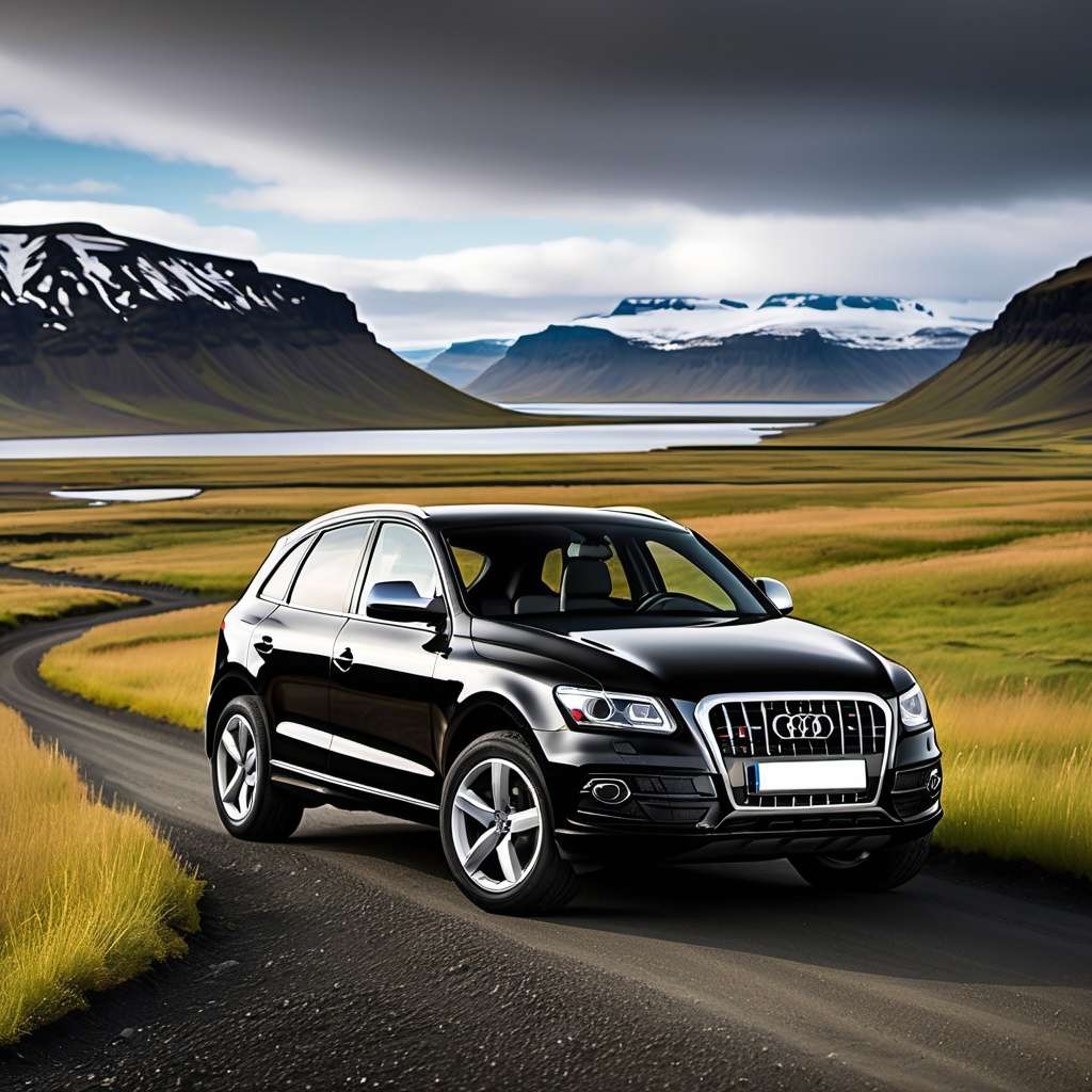 black car - dark mountains - iceland